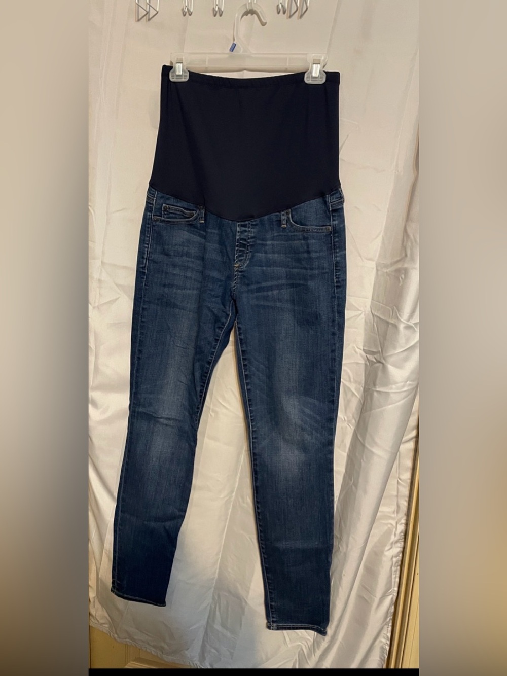 Maternity Gap Dark Blue Denim Jeans with Black Stretch Waistband 10R